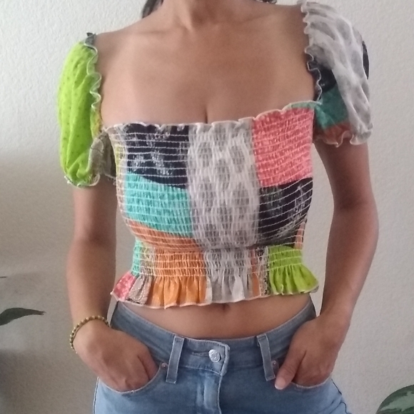 Smocked Patchwork Top/Peasant Top - Picture 6 of 9